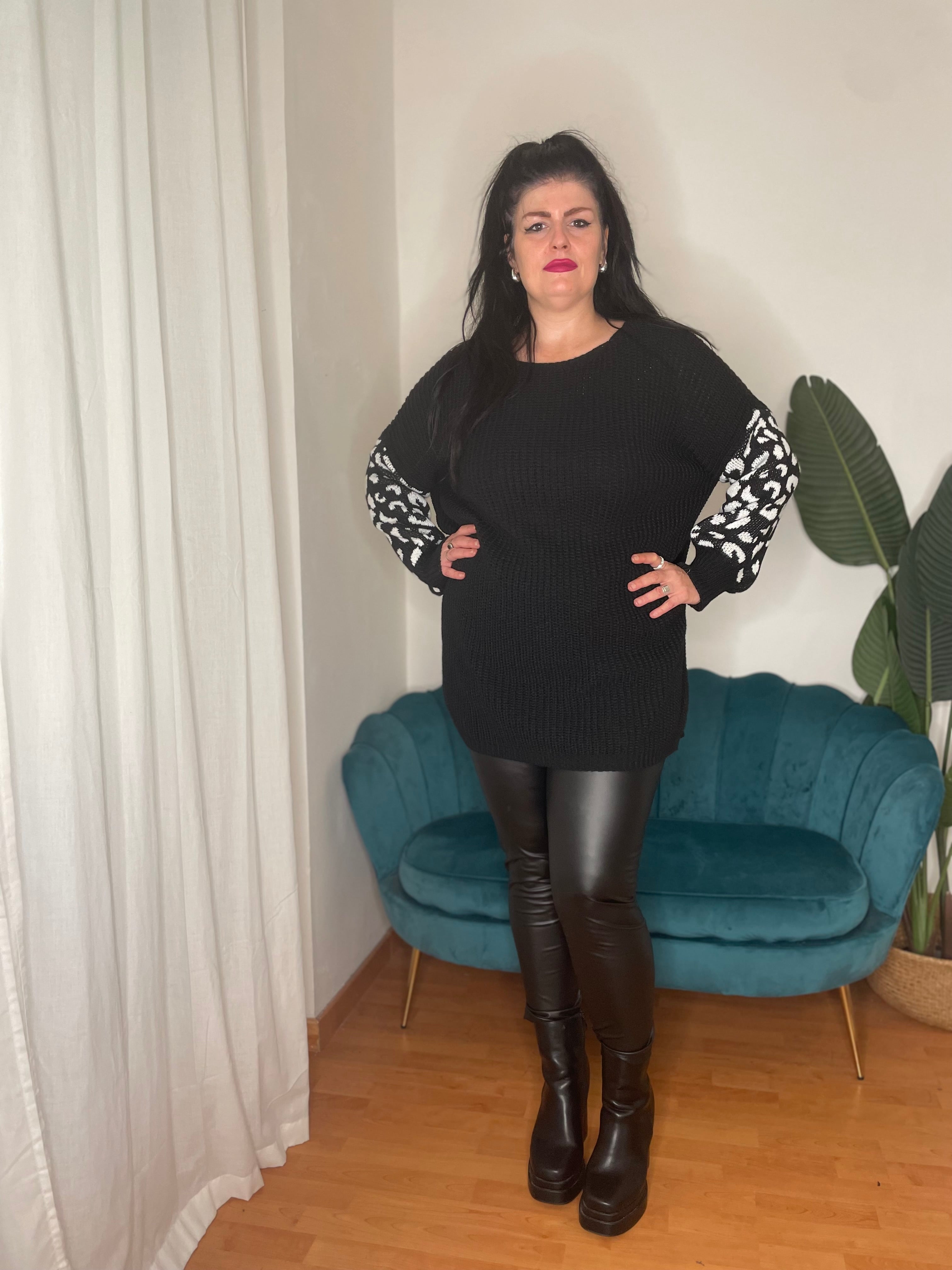 Maglione con manica animalier