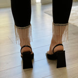 Jeans neri strass caviglie
